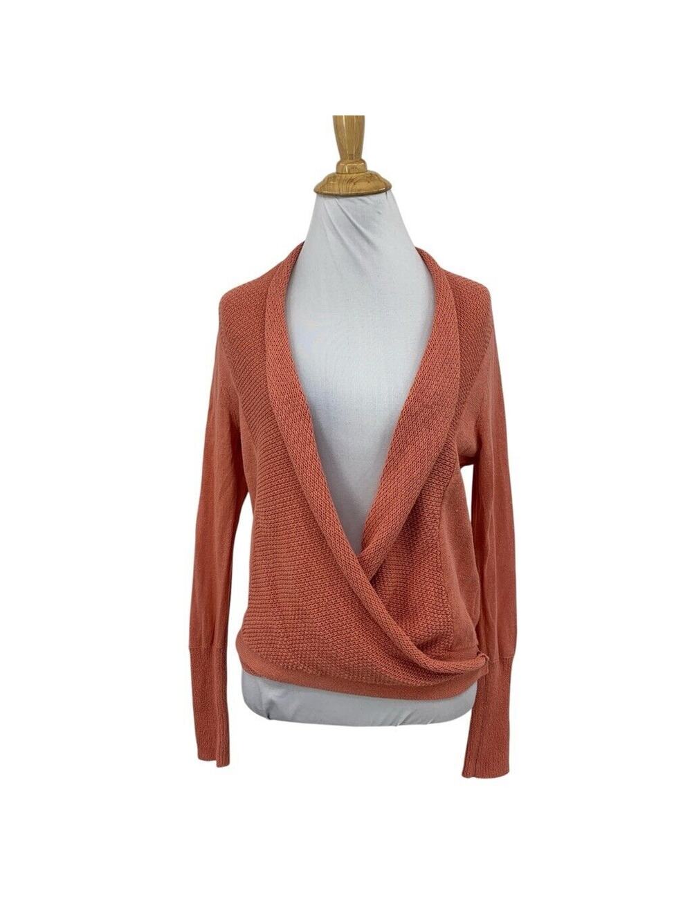 Moth Sweater Womens XS Extra Small Nectarine Linen Blend Wrap Anthropologie